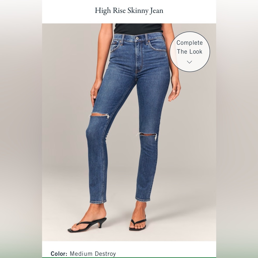 Abercrombie Skinny High Rise Jeans Sz 6S in Medium Destroy